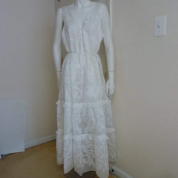 Marchesa Rosa Calla Embroidered Tiered Maxi Dress - Picture 11 of 16